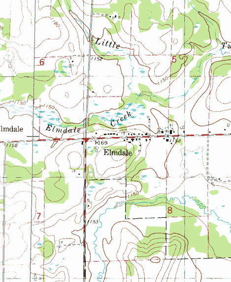 Topographic map of the Elmdale Minnesota area