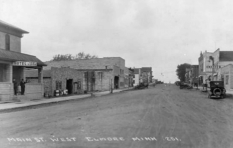 Main Street West, Elmore Minnesota, 1920's