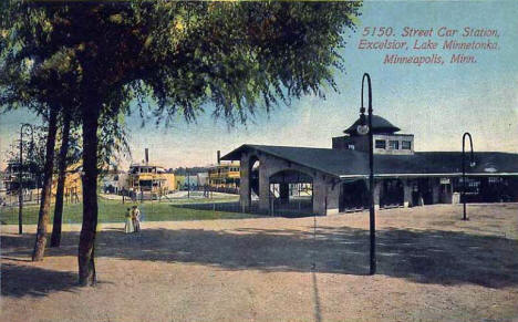Street Car Station, Excelsior Minnesota, 1909