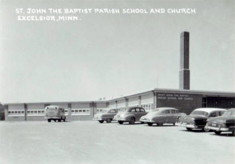 St. John the Baptist Parish School and Church, Excelsior Minnesota, 1950's