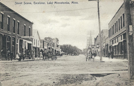 Street scene, Excelsior Minnesota, 1909