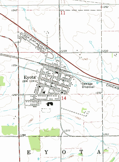 Topographic map of the Eyota Minnesota area