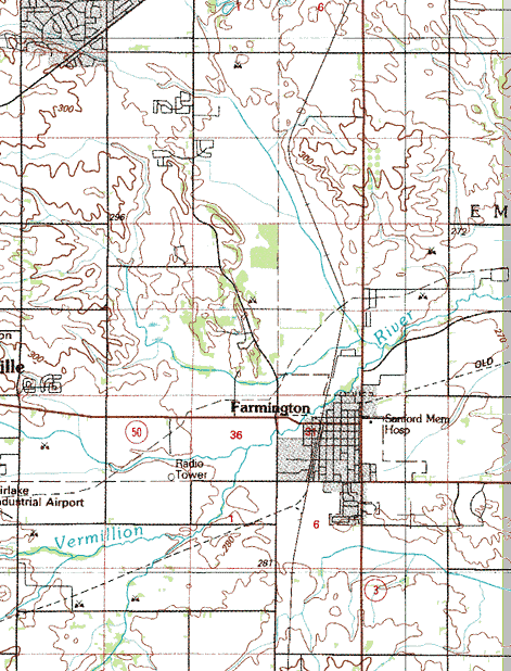 Topographic map of the Farmington Minnesota area