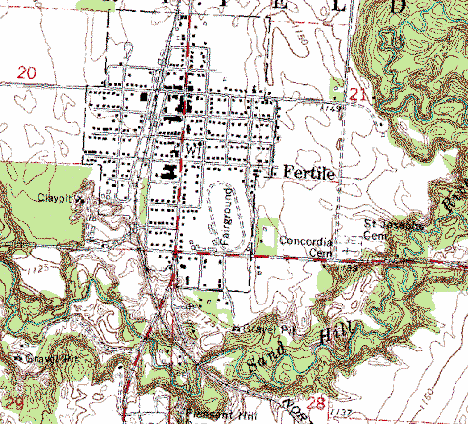Topographic Map of Fertile Minnesota