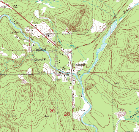 Topographic Map of Finland Minnesota