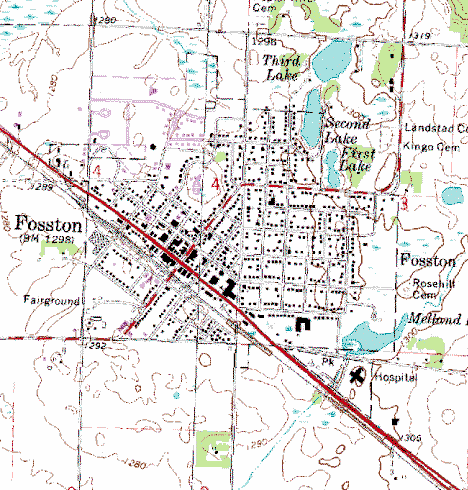 Topographic Map of Fosston Minnesota
