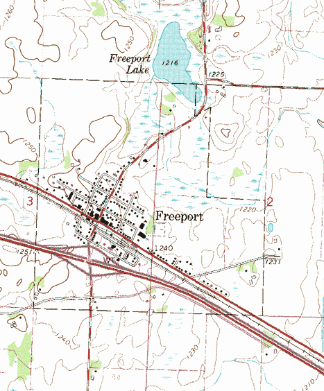 Topographic map of the Freeport Minnesota area