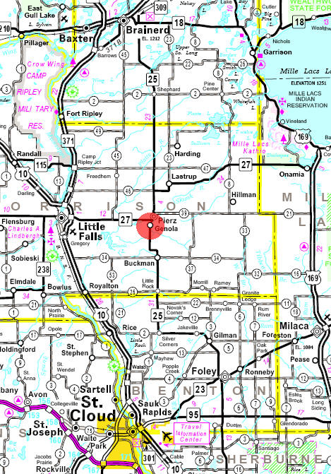 Minnesota State Highway Map of the Genola Minnesota area