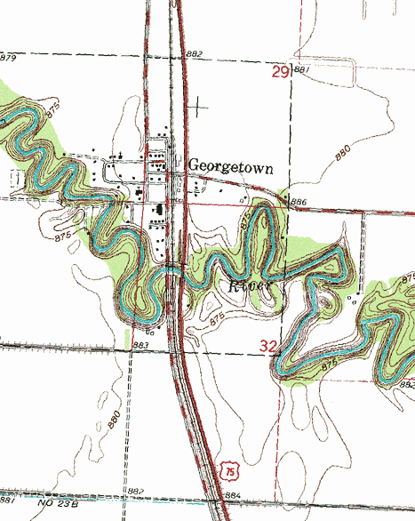 Topographic Map of the Georgetown Minnesota area