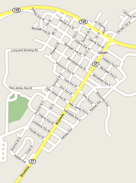Street Map of Gilbert Minnesota