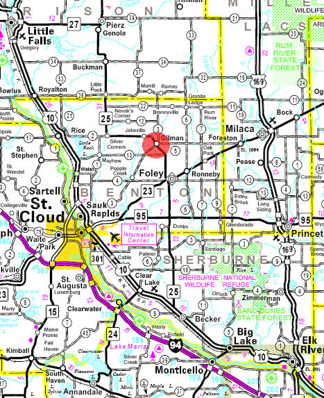 Minnesota State Highway Map of the Gilman Minnesota area