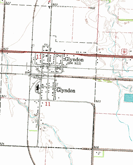 Topographic Map of the Glyndon Minnesota area