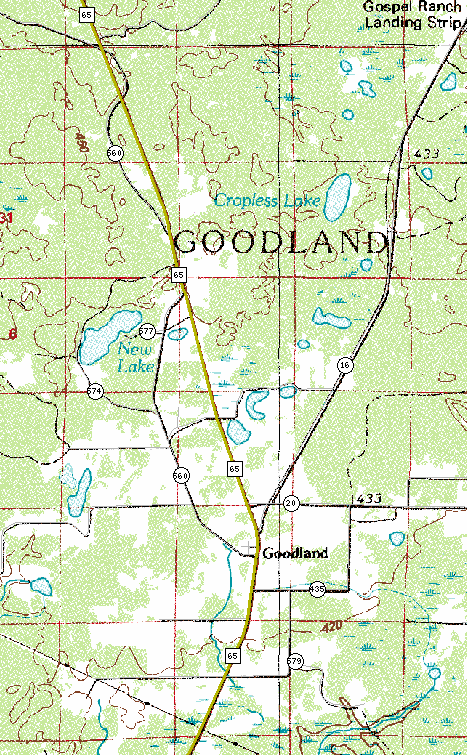 Topographic Map of Goodland Minnesota