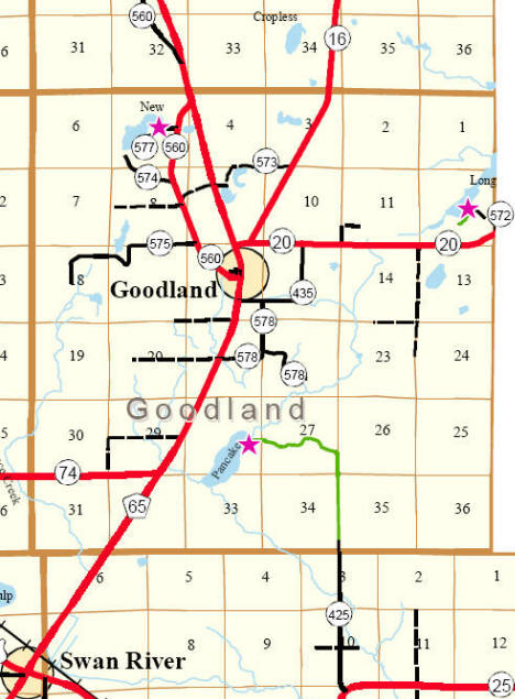Highway Map of Goodland Township Minnesota