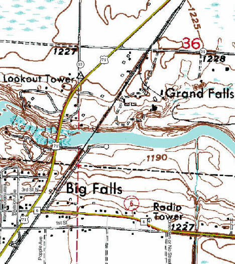 Topographic Map of Grand Fallls Minnesota
