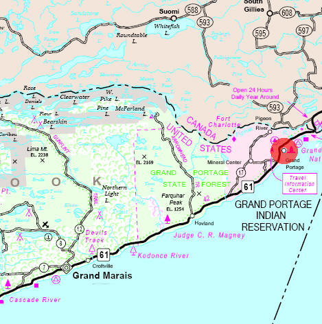 Minnesota State Highway Map of the Grand Portage Minnesota area