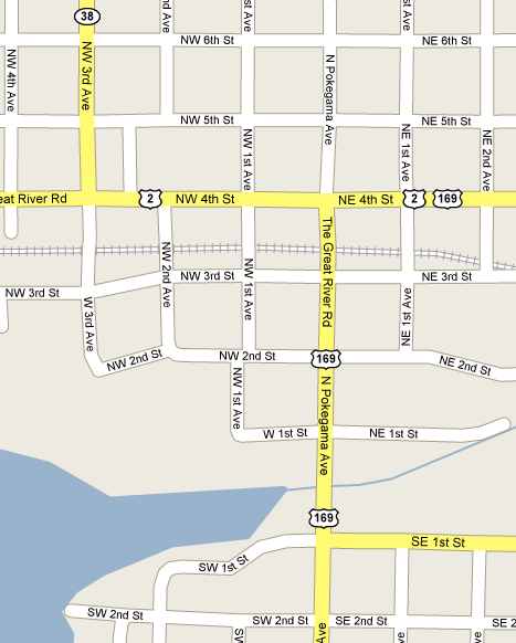 Street Map of Downtown Grand Rapids Minnesota