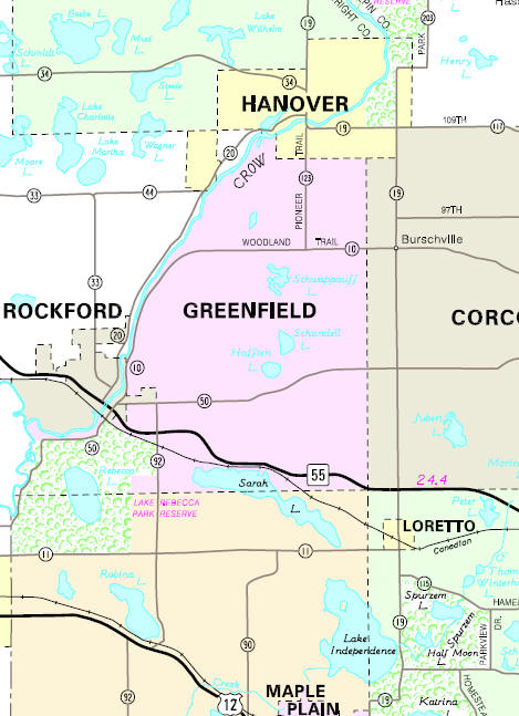 Minnesota State Highway Map of the Greenfield Minnesota area