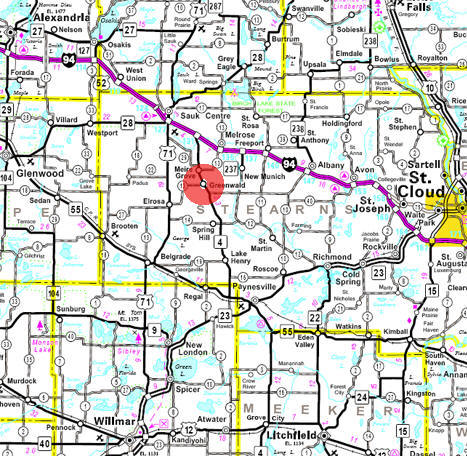 Minnesota State Highway Map of the Greenwald Minnesota area