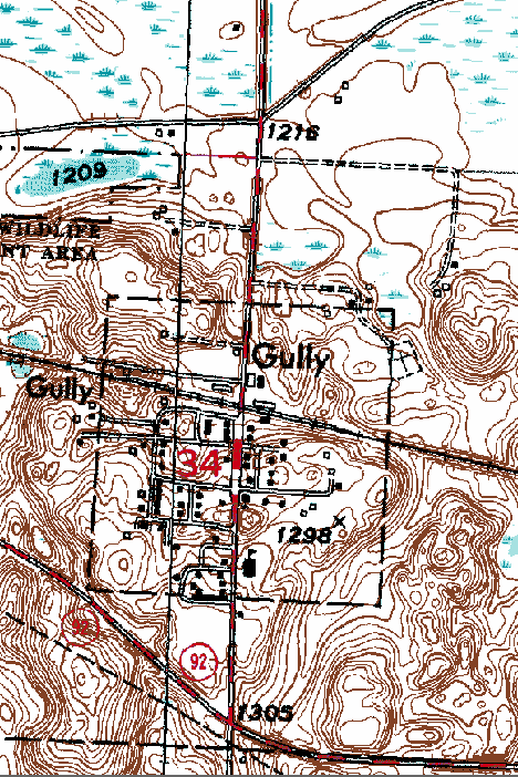 Topographic Map of the Gully Minnesota area