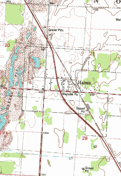 Topographic Map of the Halma Minesota area