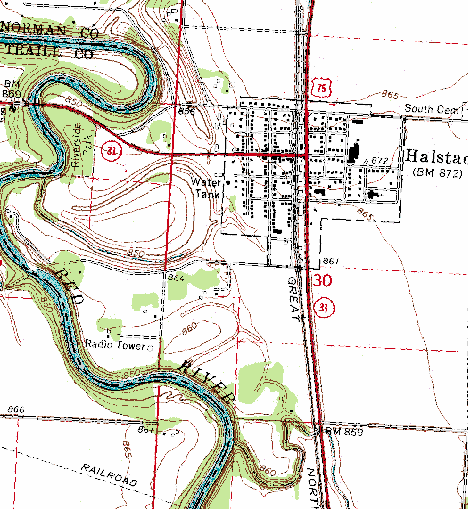 Topographic Map of Halstad Minnesota