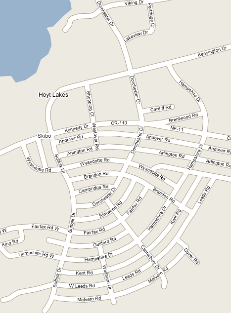 Street Map of Hoyt Lakes Minnesota