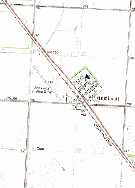 Topographic Map of the Humboldt Minnesota area