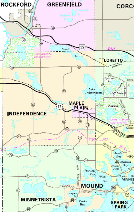 Minnesota State Highway Map of the Independence Minnesota area