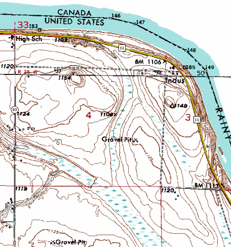 Topographic Map of the Indus Minnesota area