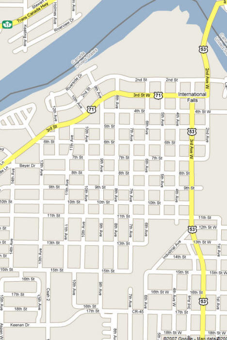 Street Map of International Falls Minnesota