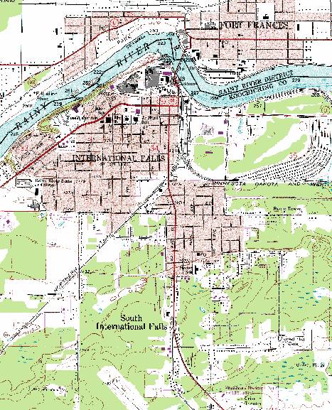 Topographic Map of International Falls Minnesota