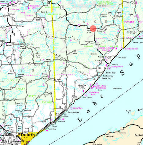 Minnesota Highway Map of the Isabella Minnesota area