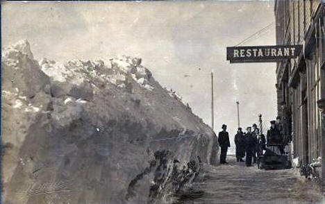 Snowdrift in Downtown Ivanhoe Minnesota, 1908