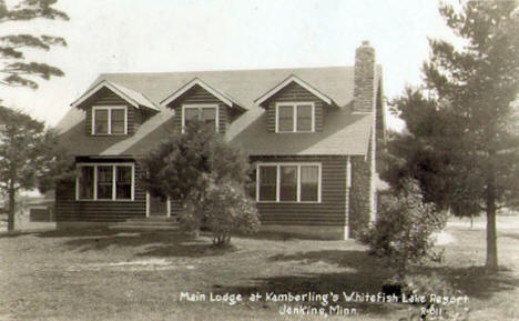 Main Lodge at Kamberling's Whitefish Lake Resort, Jenkins Minnesota, 1936