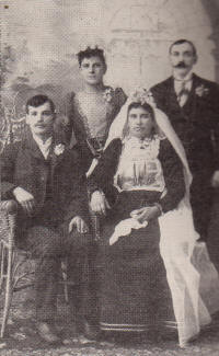 Mr. and Mrs. Joe Mayerle and wedding attendants 