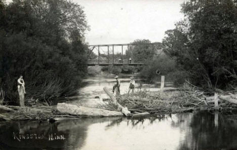 Crow River and Bridge, Kingston Minnesota, 1908