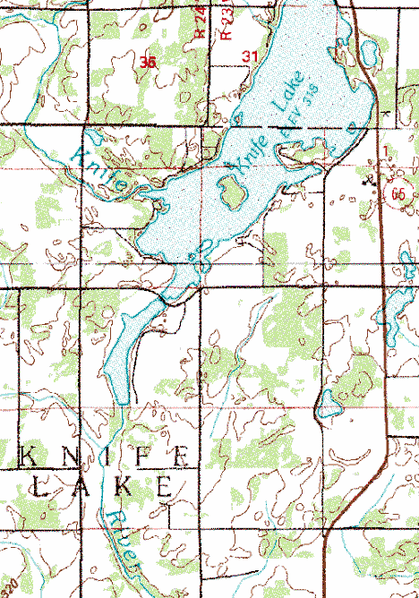 Topographic Map of the Knife Lake Township area