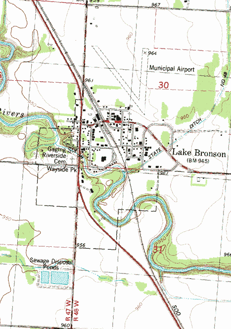 Topographic Map of the Lake Bronson Minnesota area