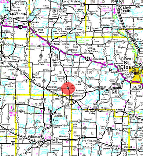 Minnesota State Highway Map of the Lake Henry Minnesota area