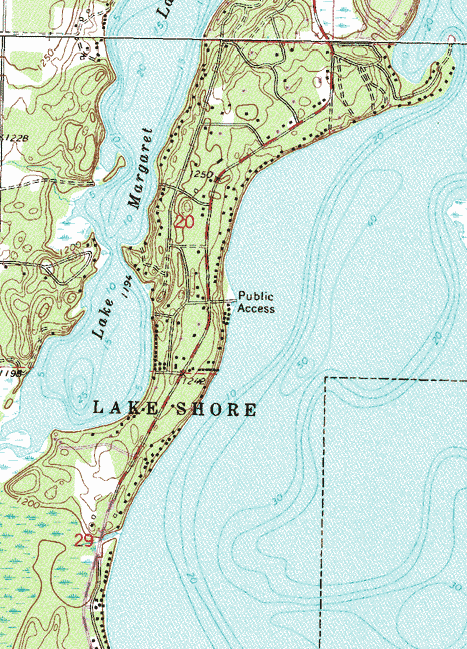Topographic map of the Lake Shore Minnesota area