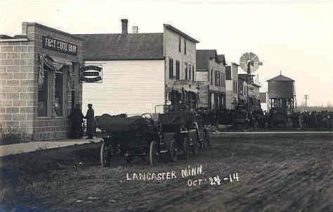 Street scene, Lancaster Minnesota, 1914