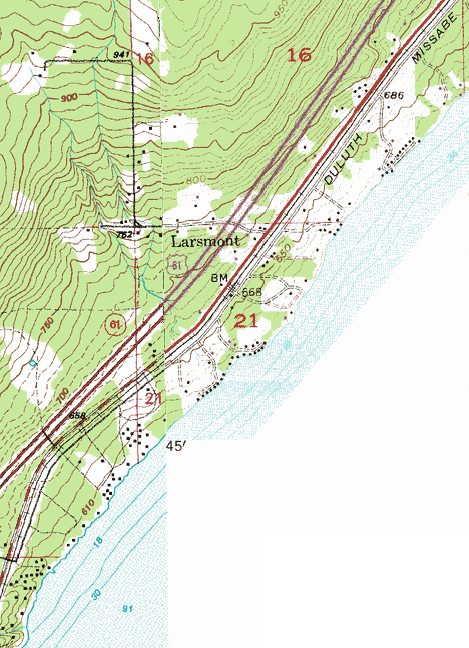 Topographic map of the Larsmont Minnesota area