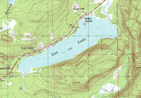 Topographic Map of the Lax Lake Minnesota area