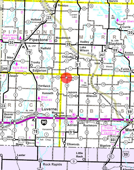 Minnesota State Highway Map of the Leota Minnesota area