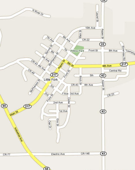 Street Map of Littlefork Minnesota