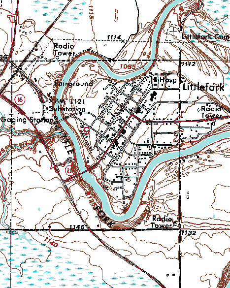Topographic Map of Littlefork Minnesota