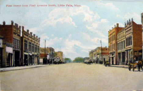 First Street from First Avenue North, Little Falls Minnesota, 1911