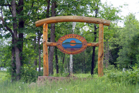 Welcome sign, Longville Minnesota, 2009