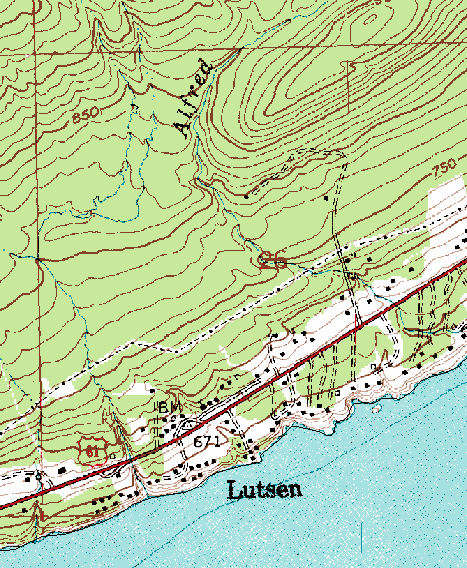 Topographic Map of the Lutsen Minnesota area